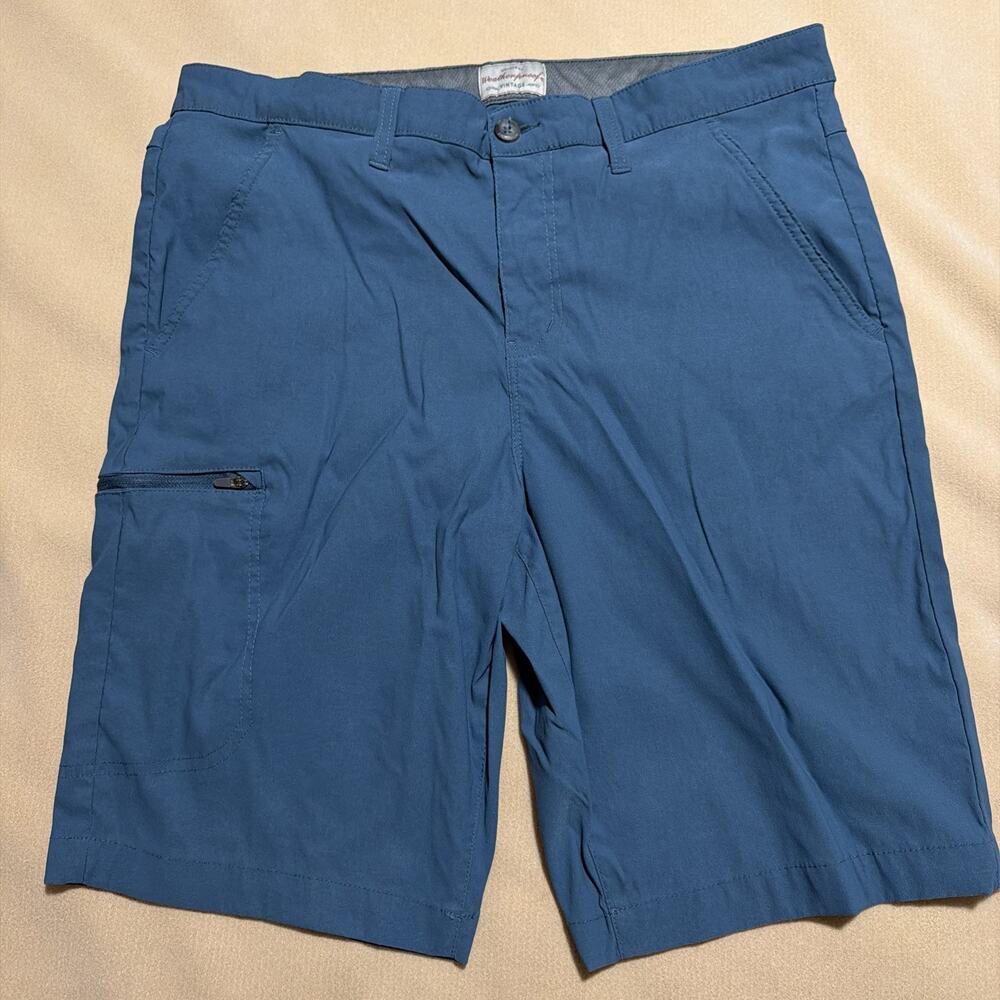 Weatherproof Vintage Trail Cargo Shorts, Blue, Nylon Blend, Size 36 X 10,